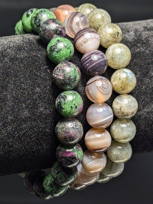 3 prachtige Botswana Banded Agate, Ruby in Zoisite en, Verzamelen, Mineralen en Fossielen