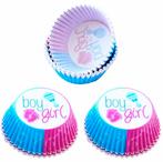 Pak met 100 cupcake bakjes Boy or Girl, Verzenden, Nieuw, Versiering, Geboorte of Huwelijk