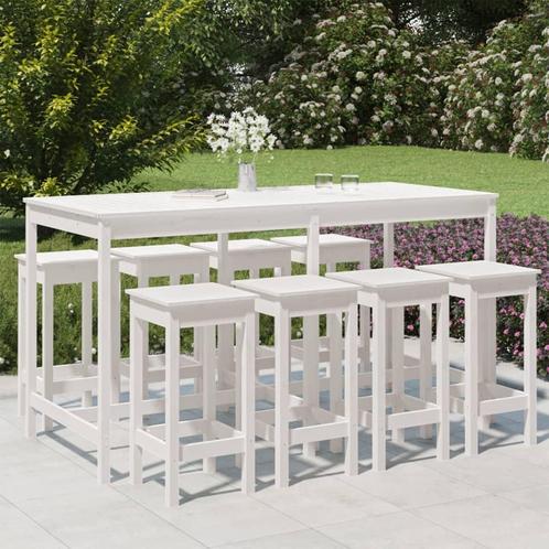 vidaXL 9-delige Tuinbarset massief grenenhout wit, Tuin en Terras, Tuinsets en Loungesets, Nieuw, Meer dan 8 zitplaatsen, Verzenden