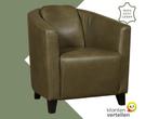 Leren fauteuil Press - Granada Moss (olijf/groen) - Poten, Huis en Inrichting, Fauteuils, Nieuw, Ophalen of Verzenden, Eigentijds, Klassiek, Retro, Romantisch, Vintage