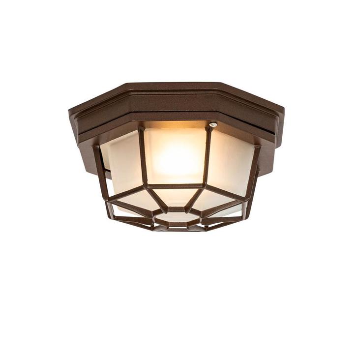 Landelijke plafondlamp roestbruin 21,3 cm IP44 - Bri, Tuin en Terras, Buitenverlichting, Nieuw, 50 tot 250 watt