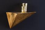 Handgemaakte wandplank PYRAMID 40cm goud antiek metaal, Huis en Inrichting, Woonaccessoires | Wandplanken en Boekenplanken, Ophalen of Verzenden
