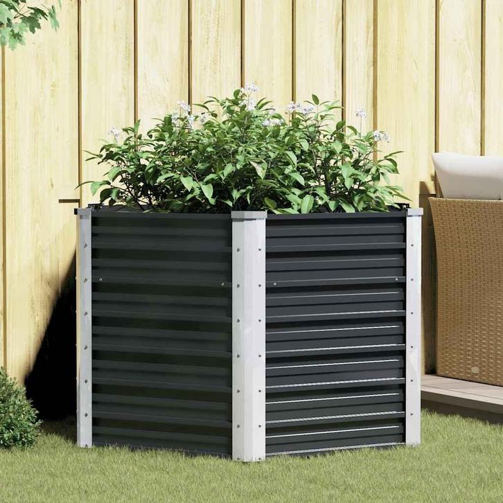 vidaXL Plantenbak verhoogd 129x129x77cm gegalvaniseerd staal, Tuin en Terras, Bloembakken en Plantenbakken, 100 cm of meer, Nieuw