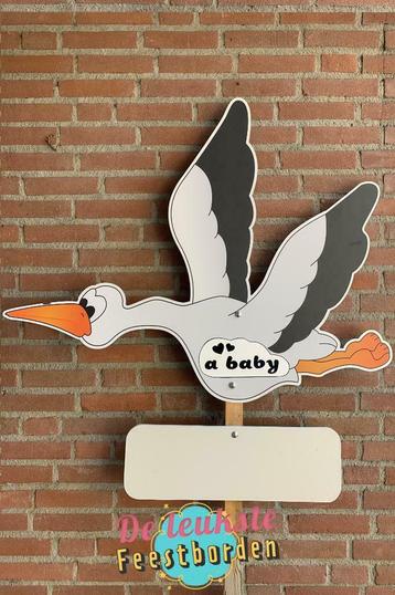 Geboortebord Ooievaar, geboorteborden huren jongen of meisje beschikbaar voor biedingen