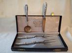 Vork (3) - Cassette met twee vleesvorken met zilveren, Antiek en Kunst