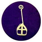 Baretspeld / button met Staf en Mijter paars, Ophalen of Verzenden, Nieuw