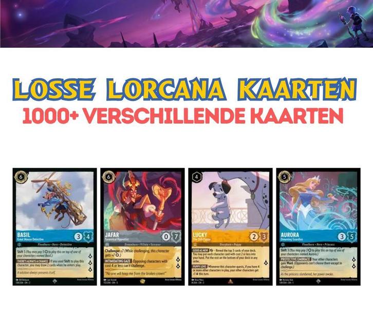 1000+ verschillende Disney Lorcana kaarten op voorraad!, Verzamelen, Disney, Zo goed als nieuw, Verzenden