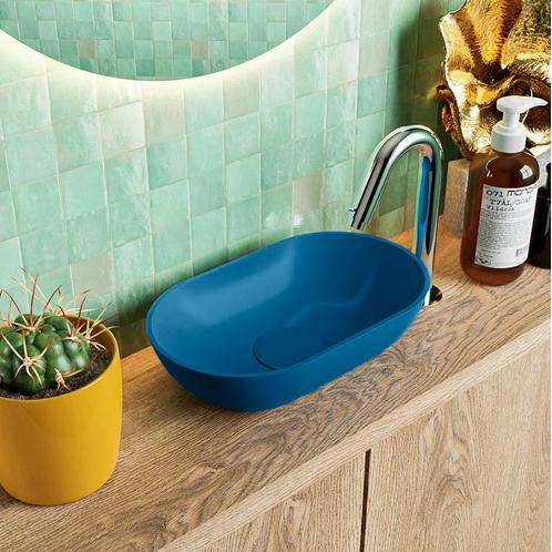MONDIAZ POOLE solid surface opzetkom kleur Jeans | Jeans., Doe-het-zelf en Verbouw, Sanitair, Overige typen, Nieuw, Ophalen of Verzenden