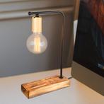 Tafellamp bureaulamp Lincoln E27 zwart goud hout, Huis en Inrichting, Lampen | Tafellampen, Verzenden, Nieuw
