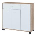 [en.casa] Halmeubel Bobeck 72x80x28 cm eikenkleurig en wit, Huis en Inrichting, Verzenden, Nieuw