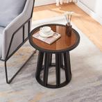 Bijzettafel Burgess 51xØ51 cm zwart en walnootkleurig [en.ca, Huis en Inrichting, Tafels | Bijzettafels, Verzenden, Nieuw