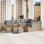 vidaXL 12-Delige Tuinbankset met Kussens in Beige van Poly, Verzenden, Nieuw, Rotan
