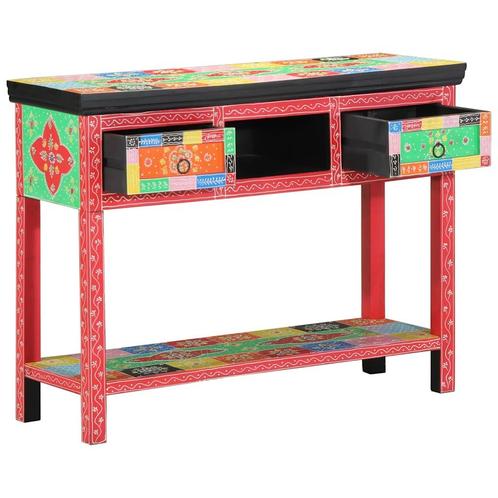 vidaXL Kleurrijke Console Tafel 100x30x75 cm van Massief, Huis en Inrichting, Tafels | Salontafels, 100 tot 150 cm, Nieuw, Overige houtsoorten