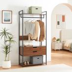 Kledingkast Larem met 2 lades 180x84x40 cm zwart en walnootk, Huis en Inrichting, Kasten | Kledingkasten, Verzenden, Nieuw