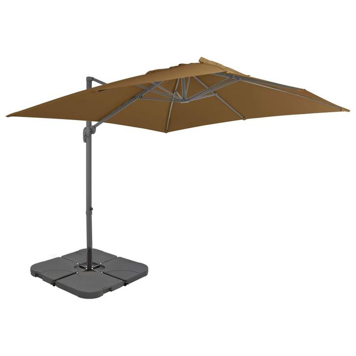 vidaXL Parasol met draagbare voet taupe, Tuin en Terras, Parasols, Nieuw, 3 tot 4 meter, Verzenden