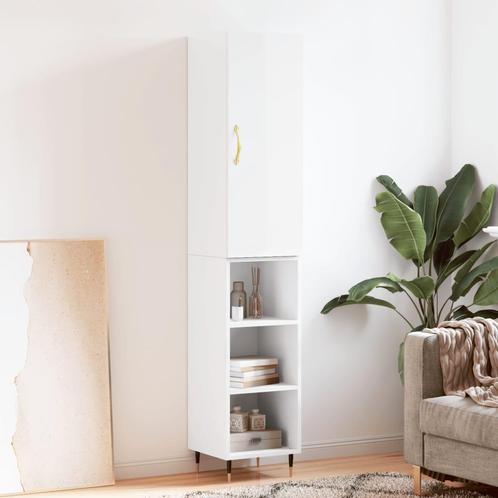 vidaXL buffetkast 34,5x34x180 cm bewerkt hout hoogglans wit, Huis en Inrichting, Kasten | Buffetkasten, 25 tot 50 cm, Nieuw, Overige houtsoorten