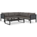 vidaXL 6-delige Loungeset met kussens poly rattan antraciet, Verzenden, Nieuw, Rotan, Loungeset