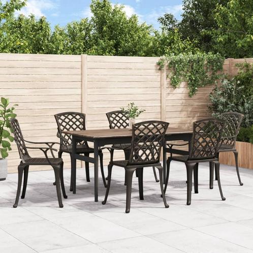 vidaXL Tuinstoelen 6 st gietaluminium bronskleurig, Tuin en Terras, Tuinsets en Loungesets, Tuinset, Nieuw, 6 zitplaatsen, Aluminium