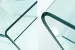 Moderne glazen salontafel FANTOME 70cm trapeziumvormig met, Huis en Inrichting, Tafels | Salontafels, Nieuw, Ophalen of Verzenden