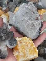 Mineralen verzameling - amethist, oranje calciet,, Verzamelen