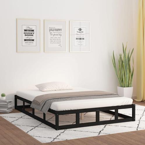 vidaXL Bedframe massief hout zwart 160x200 cm, Huis en Inrichting, Slaapkamer | Bedden, 160 cm, 200 cm, Zwart, Tweepersoons, Nieuw