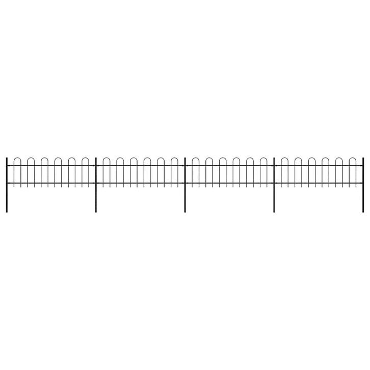 vidaXL Tuinhek met ringtop staal 714,5x60 cm zwart, Tuin en Terras, Schuttingen, Nieuw, IJzer, 1 tot 2 meter, Verzenden