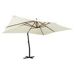 vidaXL Zweefparasol met houten paal 400x300 cm zandwit, Verzenden, Nieuw, Meer dan 4 meter, Zweefparasol