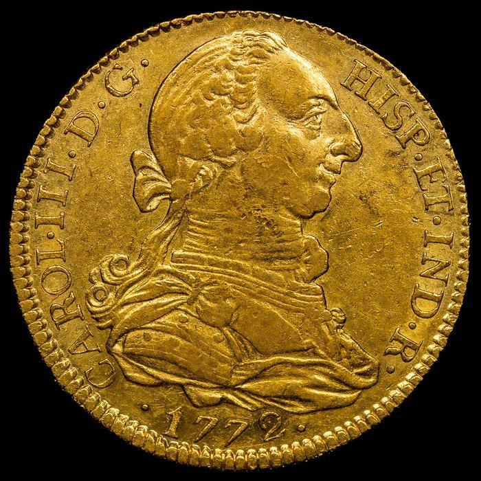 Spanje. Carlos III. 4 Escudos 1772 - Sevilla, Postzegels en Munten, Munten | Europa | Niet-Euromunten