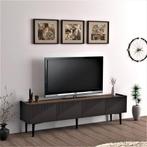 [en.casa] TV meubel Oppdal 45x154x37 cm antraciet en walnoot, Huis en Inrichting, Kasten | Televisiemeubels, Nieuw, Verzenden
