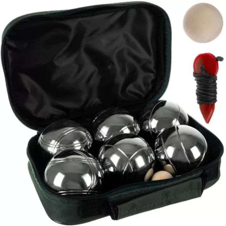 Kruzzel Jeu de Boules Ballen Set - 6 Chromen Ballen - Inc..., Kinderen en Baby's, Speelgoed | Buiten | Los speelgoed, Nieuw, Ophalen of Verzenden