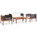 vidaXL 4-delige Loungeset massief acaciahout, 4 zitplaatsen, Verzenden, Nieuw, Loungeset