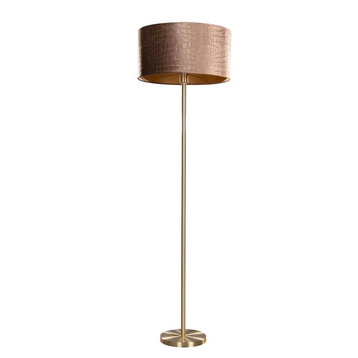 Vloerlamp messing met velours kap krokodil 50cm - Simplo, Huis en Inrichting, Lampen | Vloerlampen, Nieuw, Overige materialen