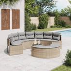 vidaXL 3-delige Loungeset halfrond poly rattan beige, Tuin en Terras, Verzenden, Nieuw, Rotan, Loungeset