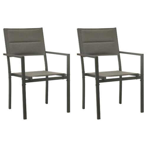 Tuinstoelen Staal/Textileen (2) Grijs - retourdeal, Tuin en Terras, Tuinstoelen, Stapelbaar, Nieuw, Metaal, Ophalen of Verzenden