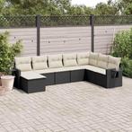 vidaXL 8-delige Loungeset met kussens poly rattan zwart, Verzenden, Nieuw, Rotan, Loungeset
