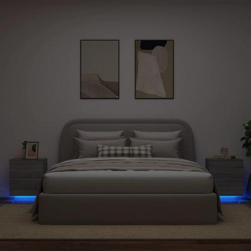 vidaXL Nachtkastjes met LED-verlichting 2 st bewerkt hout, Huis en Inrichting, Slaapkamer | Nachtkastjes, Nieuw, 45 tot 65 cm