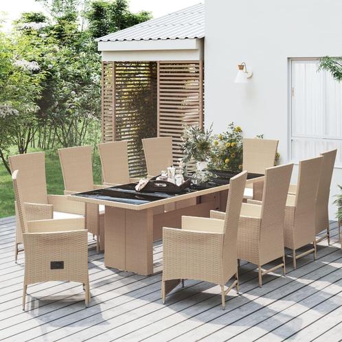 vidaXL 11-delige Tuinset met kussens poly rattan beige, Tuin en Terras, Tuinsets en Loungesets, Tuinset, Nieuw, Meer dan 8 zitplaatsen