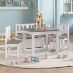 vidaXL 3-delige Kindertafel- en stoelenset MDF wit en grijs, Kinderen en Baby's, Kinderkamer | Overige Meubels, Verzenden, Nieuw