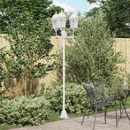 vidaXL Tuinlamp paal 3 lampen E27 220 cm aluminium wit, Tuin en Terras, Buitenverlichting, Verzenden, Nieuw