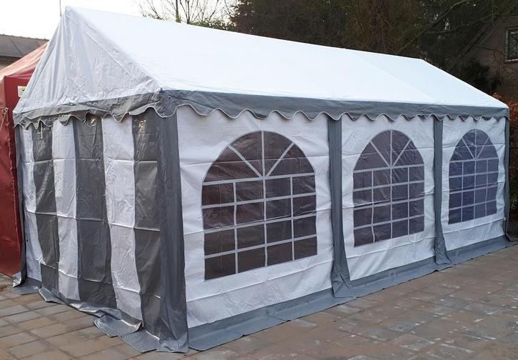 Professionele Partytent PVC 6x12x2,2 mtr in Wit-Grijs, Tuin en Terras, Partytenten, Partytent, Nieuw, 2 meter of meer, Verzenden
