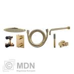 Inbouw regendouche set rond type 404 geborsteld messing (30c, Verzenden, Nieuw