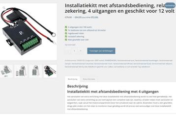 Installatiekitt met afstandsbediening, relais en  zekering beschikbaar voor biedingen