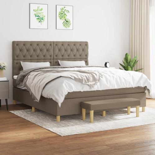 vidaXL Boxspring met matras stof taupe 160x200 cm, Huis en Inrichting, Slaapkamer | Bedden, 160 cm, 200 cm, Tweepersoons, Nieuw