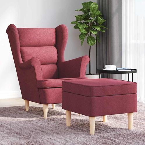 vidaXL Fauteuil met voetenbankje stof wijnrood, Huis en Inrichting, Fauteuils, Nieuw, Verzenden