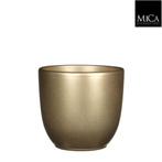 Tusca pot rond goud h13xd13,5 cm - Mica Decorations, Tuin en Terras, Bloempotten, Nieuw, Verzenden
