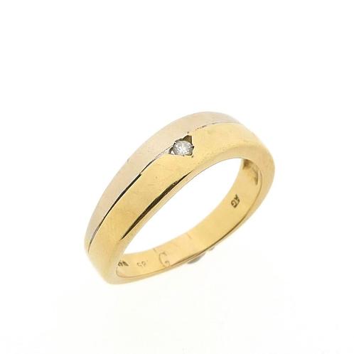 Bicolor gouden ring met zirconia, Sieraden, Tassen en Uiterlijk, Ringen, Overige kleuren, Gebruikt, Goud, Verzenden
