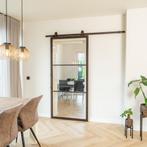 Stalen Schuifdeur 3 Vlaks Brons Helder glas Moderne look, Doe-het-zelf en Verbouw, Kozijnen en Schuifpuien, 75 tot 150 cm, Nieuw