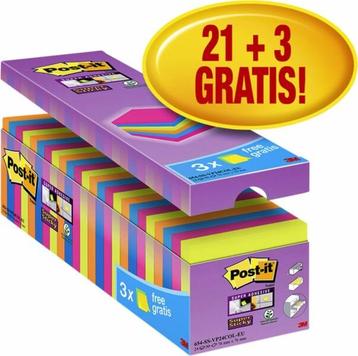 Post-it® Super Sticky Notes 76mm x 76 mm 21 blokken + 3 ... beschikbaar voor biedingen