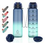 Lekro Waterfles met Tijdmarkeringen Blauw 1 Liter, Ophalen of Verzenden, Zo goed als nieuw