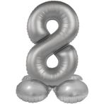 8 Jaar Cijfer Ballon Zilver 72cm, Hobby en Vrije tijd, Nieuw, Verzenden